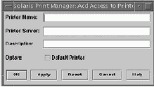 Программа Solaris Print Manager